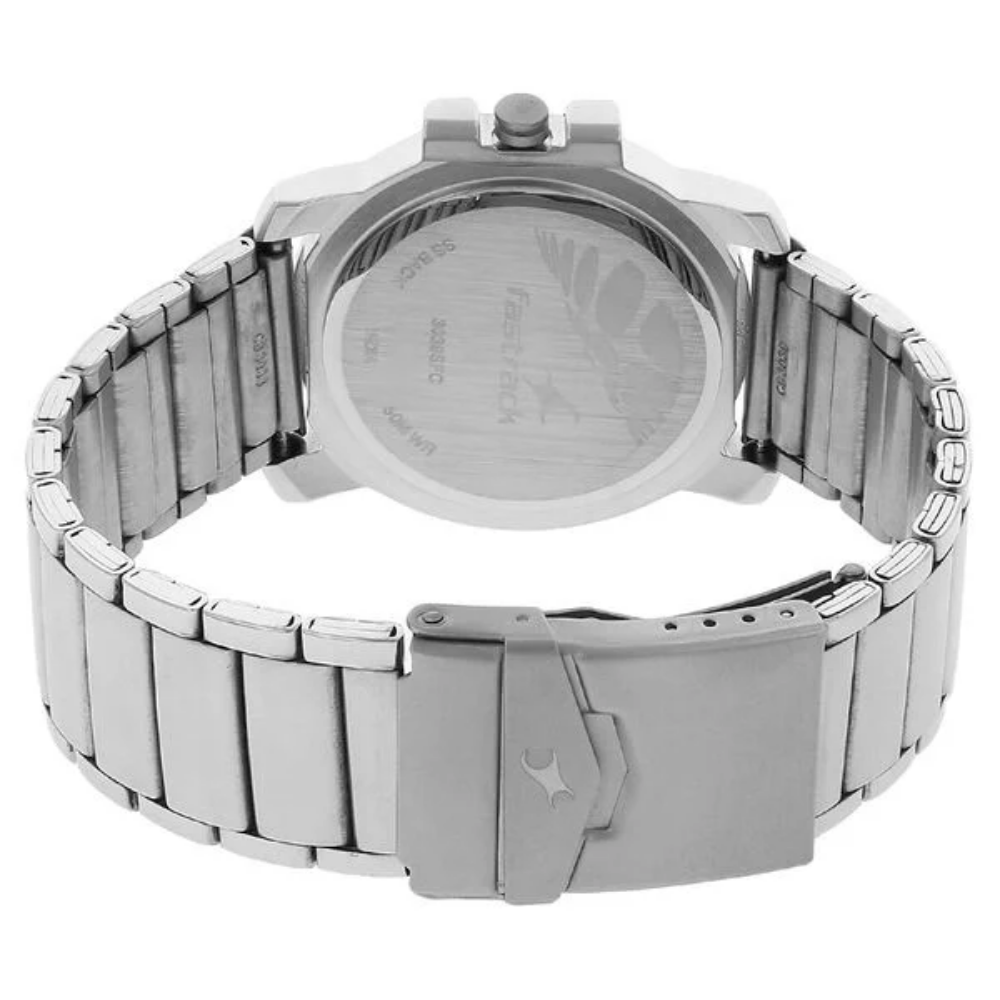 Fastrack Quartz Analog Silver Dial Watch for Men 3039SM03