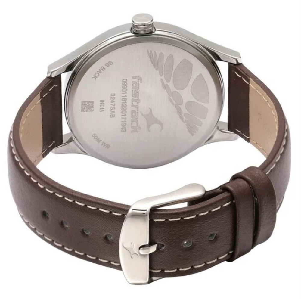 Fastrack Bare Basics Quartz Analog Brown Dial Watch for Guys 3247SL01
