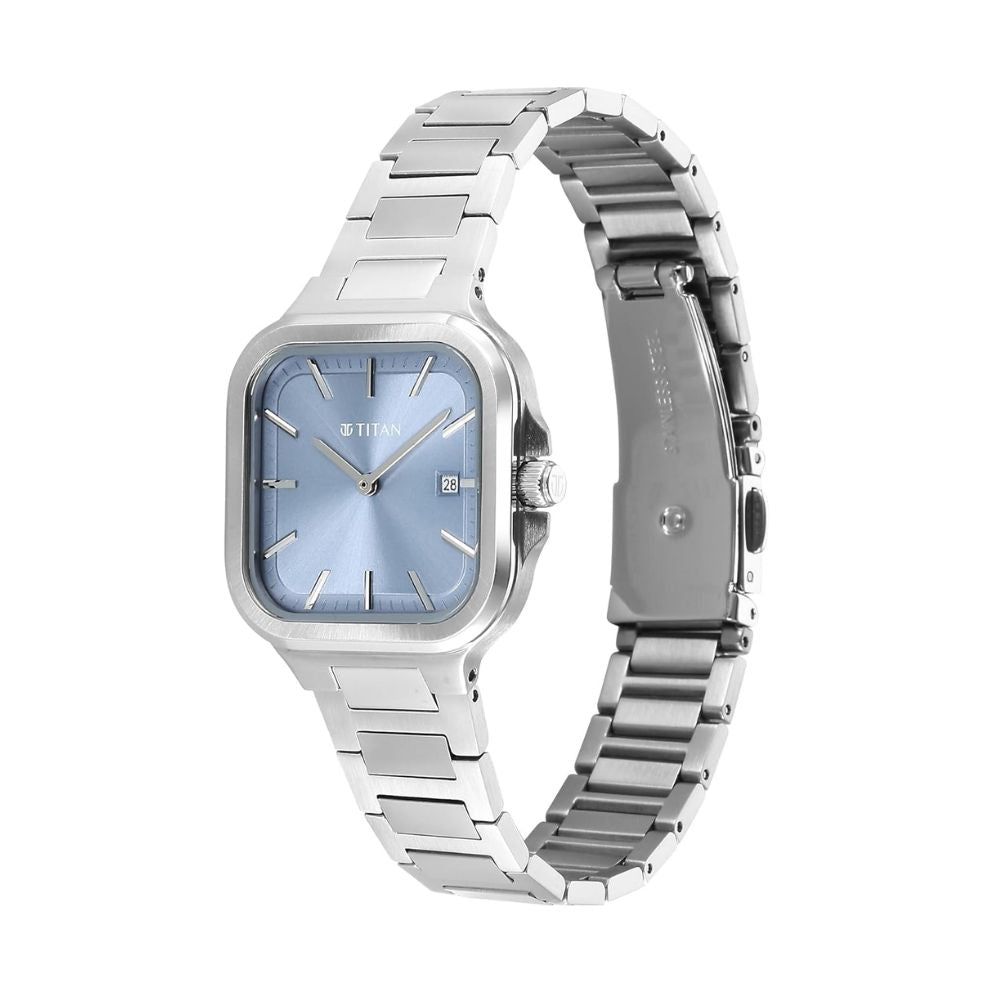 Titan Slim Square Blue Women's Watch 95291SM01
