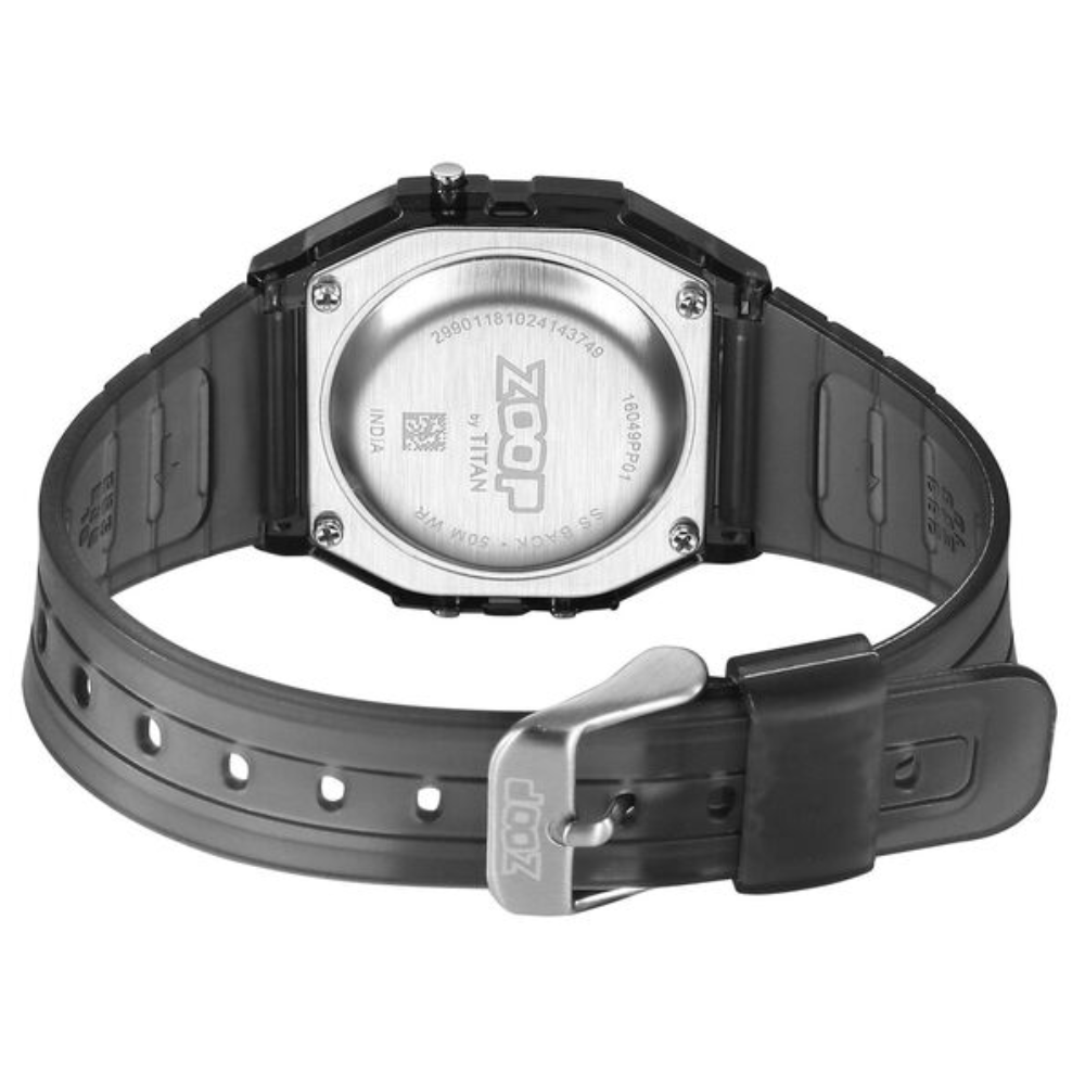 Zoop Transparent Digital Watch with Black Dial & Black Strap for Girls Kids 16049PP01