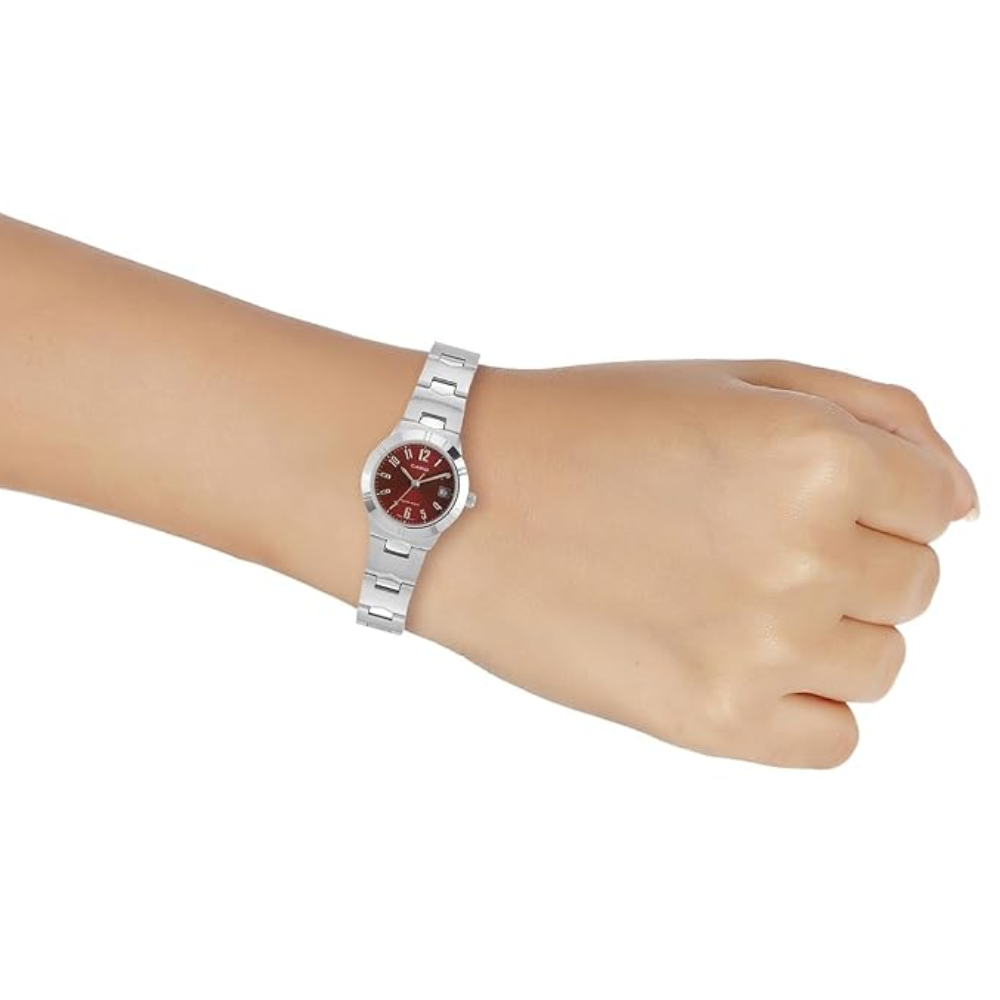 Casio Maroon Dial Women's Watch LTP-1241D-4A2DF (A2275)