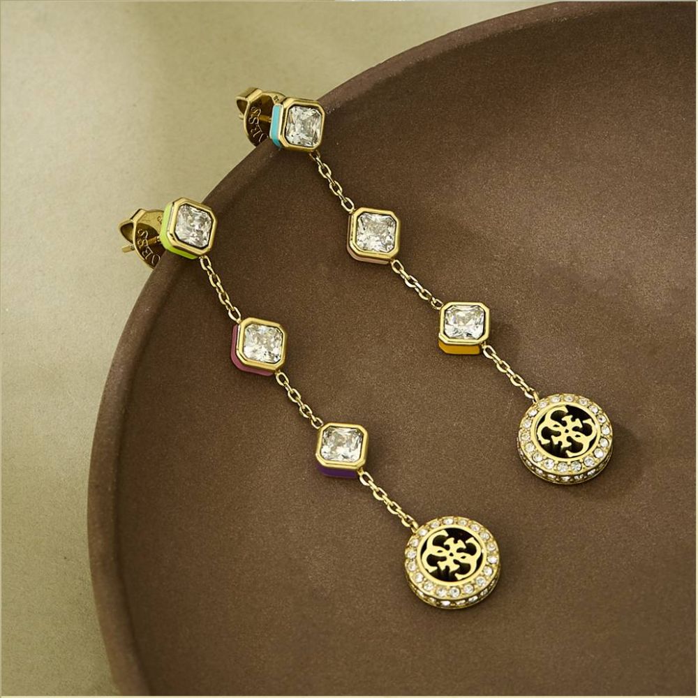Guess 4G Crush Gold-Plated Women's Drop Earrings UBE04152YGMC