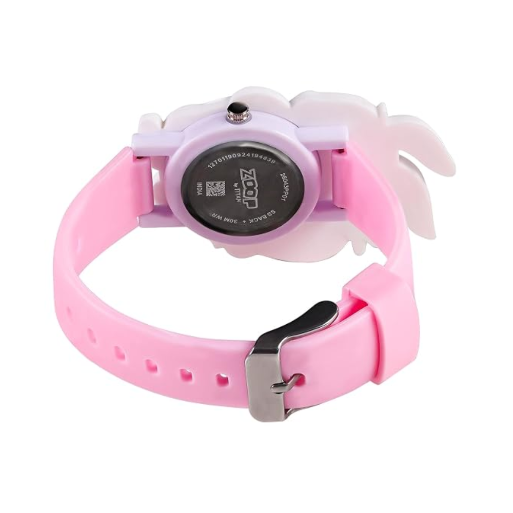 Zoop Bunny Rabbit Analog White Dial Pink Strap Watch for Kids 26043PP01