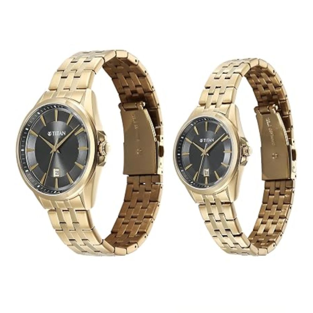 Titan Modern Bandhan Pair Yellow Gold Couples Watch 9401594215YM01