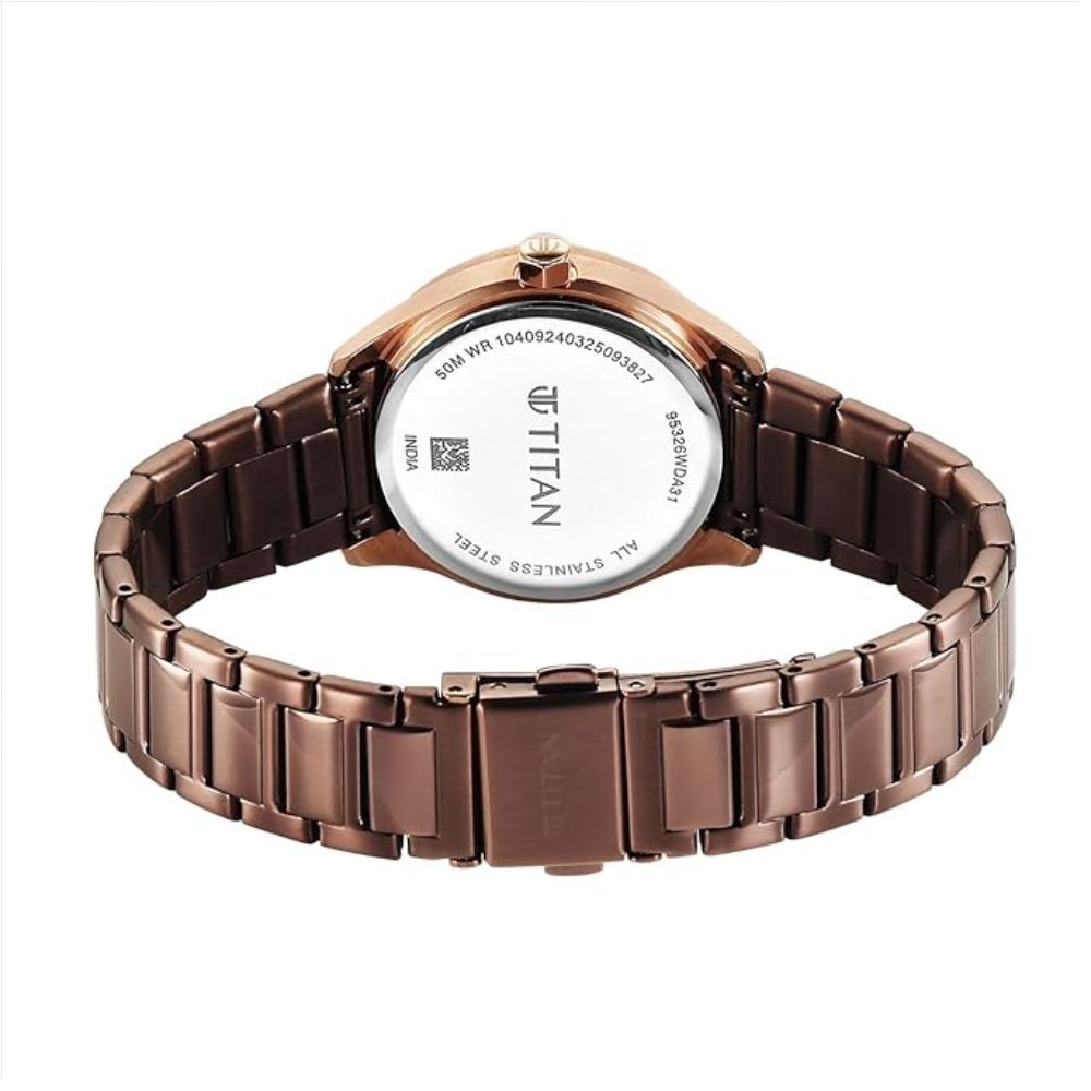 Titan Glamour Brown Women's Watch 95326KM02
