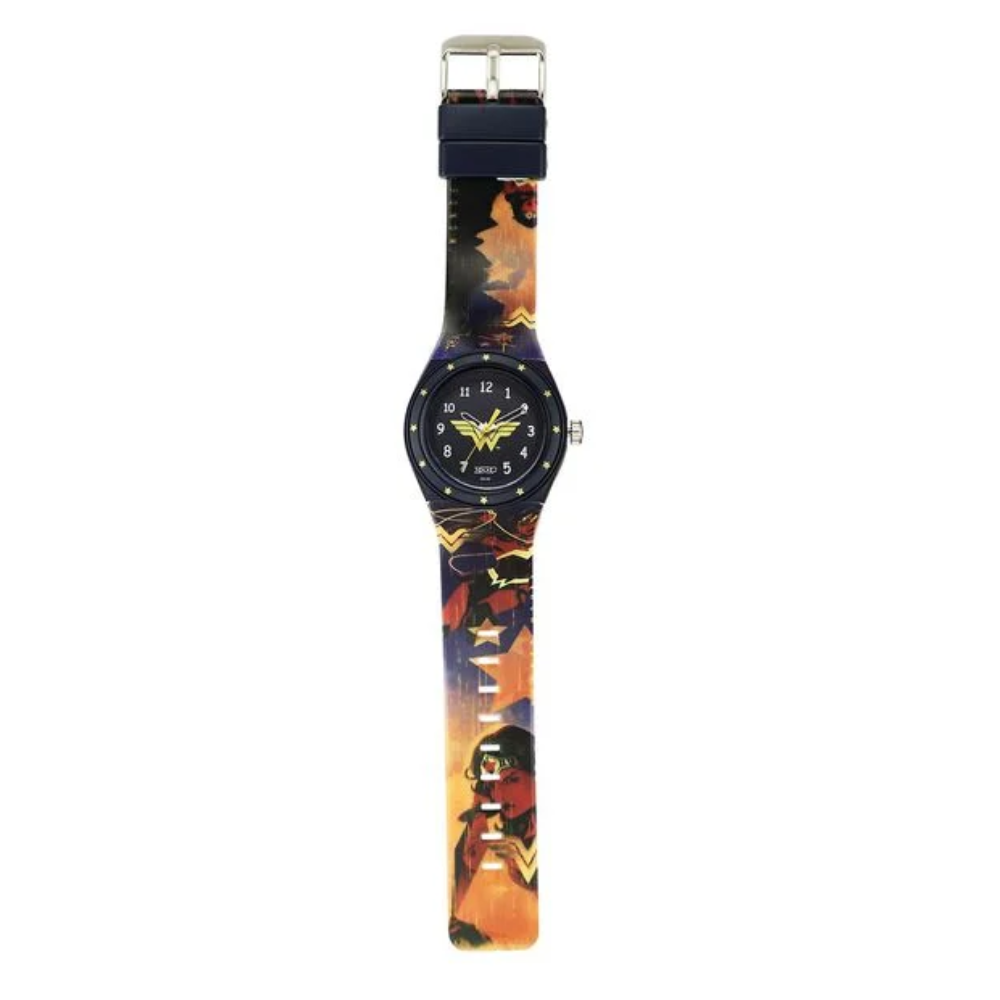 Zoop Wonder Woman Analog Black Dial Multicoloured Strap Girls Watch C4048PP57