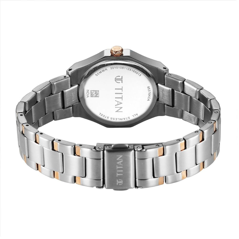 Titan Radiance Silver & Rose Gold Women's Watch 95376KM01