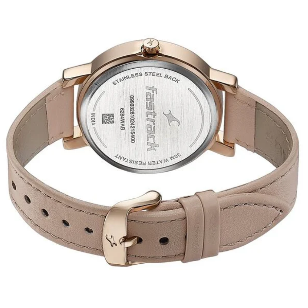 Fastrack Style Up Quartz Analog Pink Mother Of Pearl Dial Watch For Girls 6284WL03