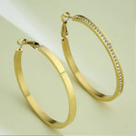Guess Crystal Set Large Hoop Gold Tone Women's Earrings UBE02247YG