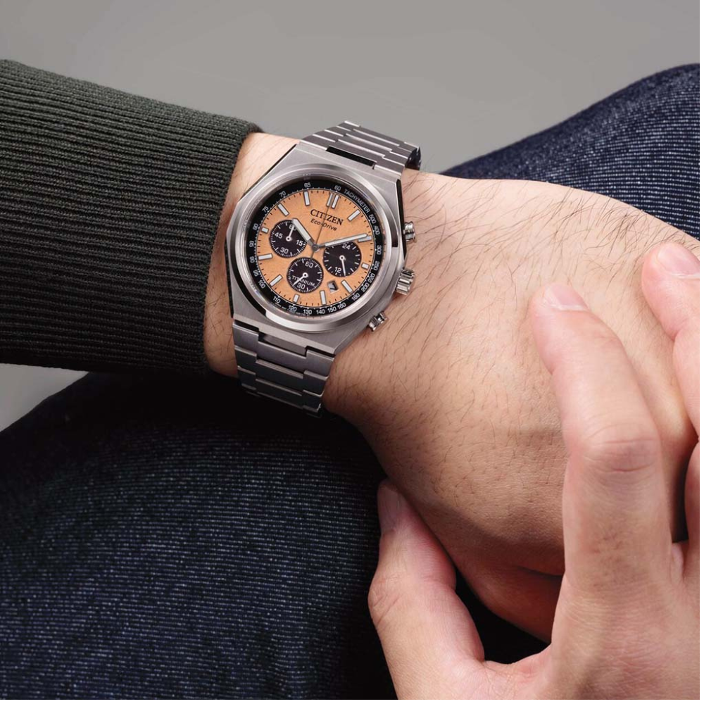 Citizen Zenshin Orange Dial Men's Chronograph Titanium Watch CA4610-85Z