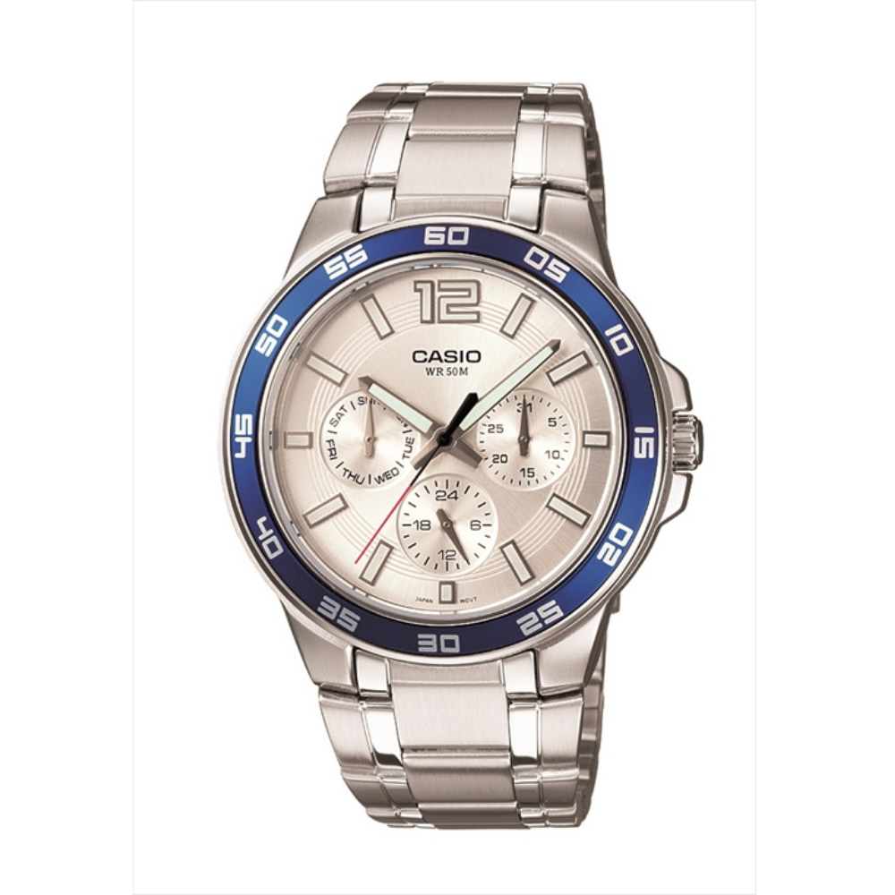 Casio Silver Metal Strap Men's Watch for MTP-1300D-1AV, MTP-1300D-7A1V, MTP-1300D-7A2V | 10350257