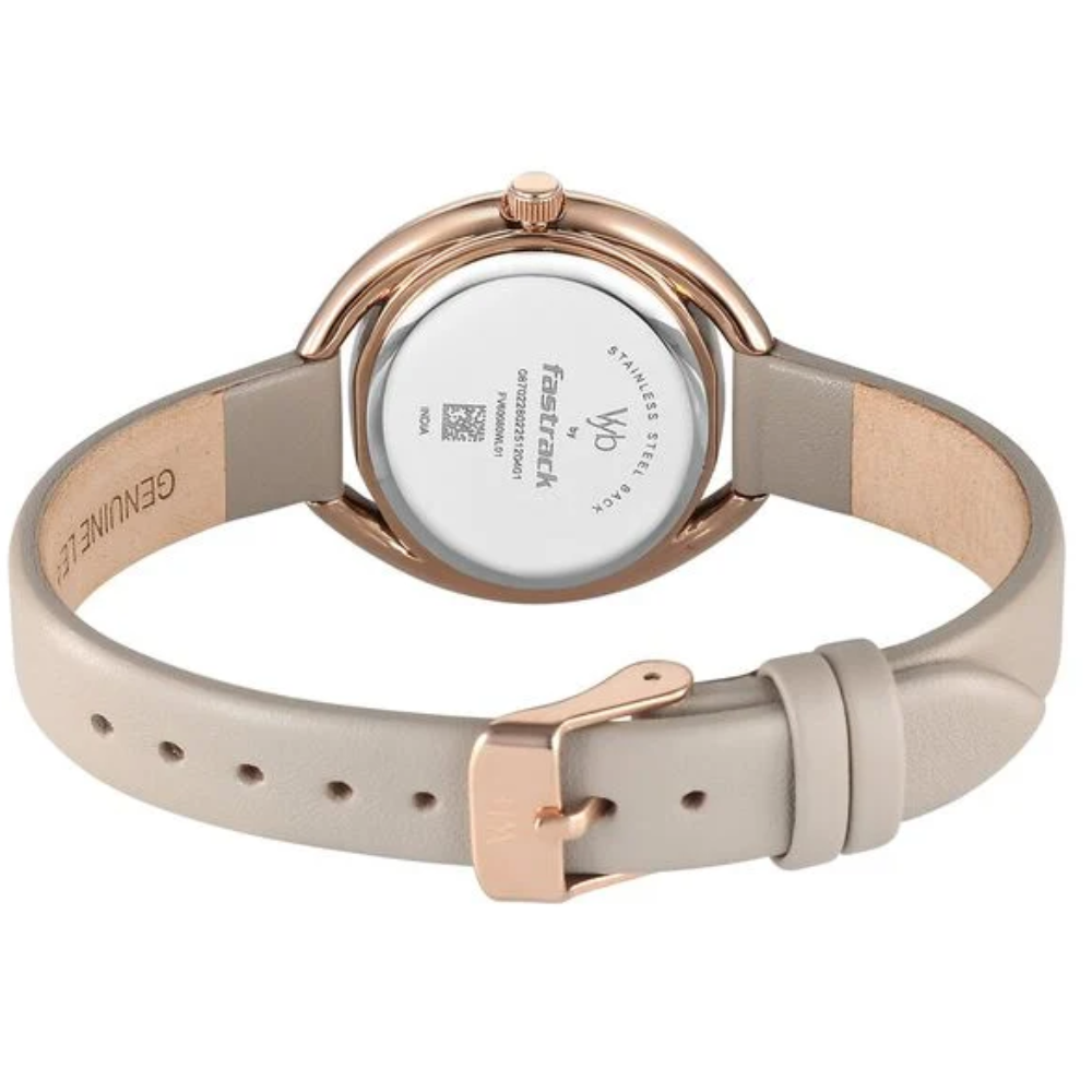Fastrack Vyb Halo Beige Dial Girls' Watch FV60080WL01