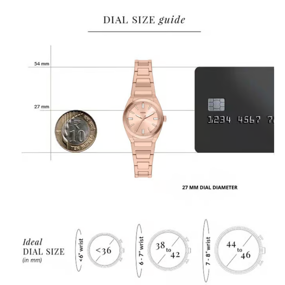 Fossil Everett Rose Gold Dial Women's Quartz Analog Stainless Steel Watch ES5491