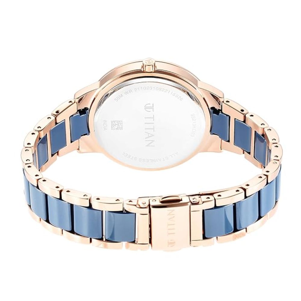 Titan Purple Ceramics Two Toned Rose Gold & Blue Women's Watch 95213KD03