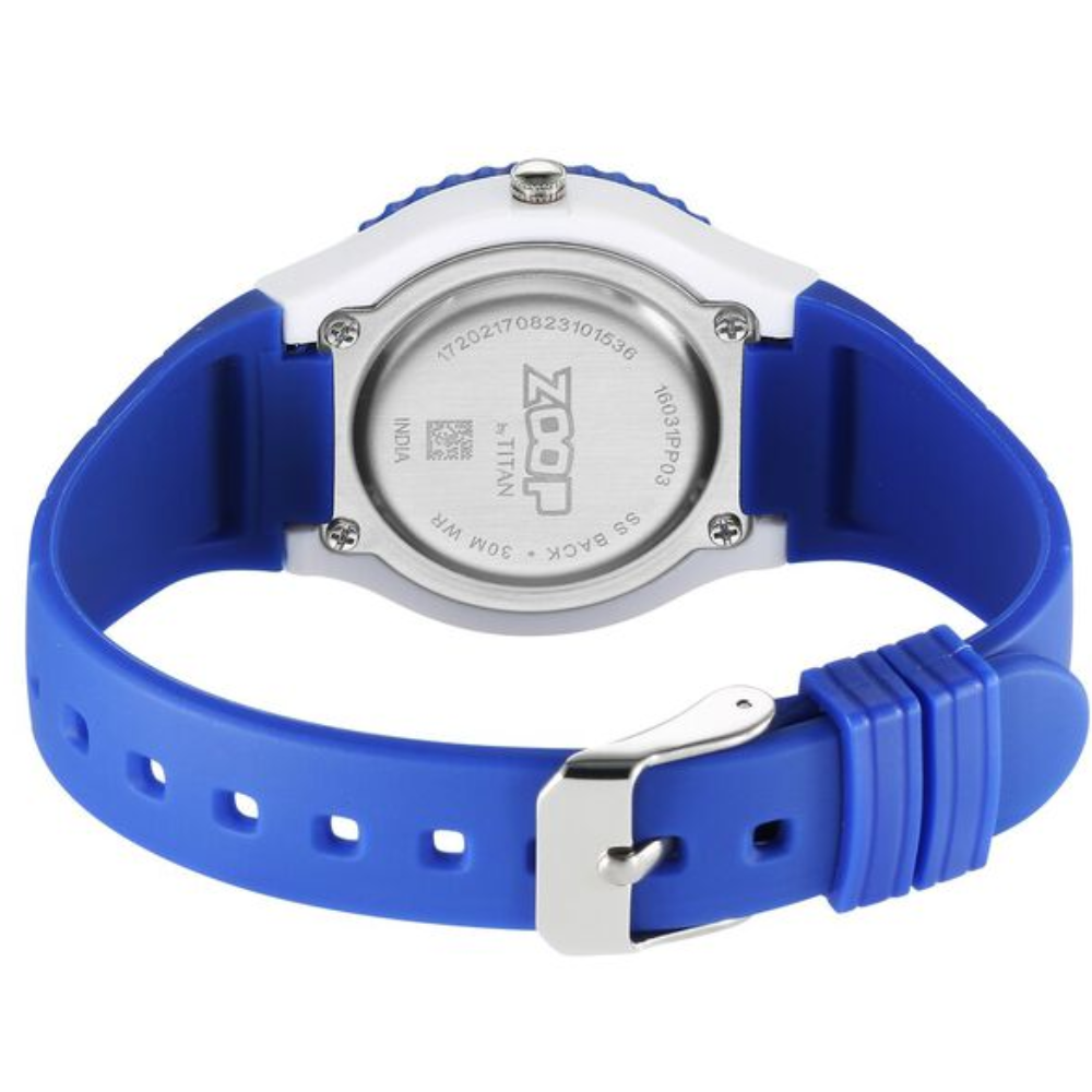Zoop White Dial Blue Strap Girls Kids Analogue Watch 16031PP03W