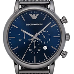 Emporio Armani Luigi Men's Quartz Blue Dial Chronograph Stainless Steel Watch AR1979