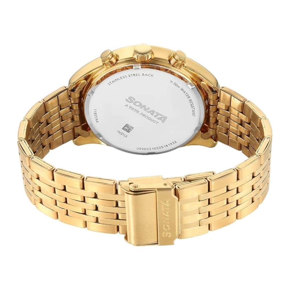 Sonata Magna Champagne Gold Dial Men's Watch 7155YM02