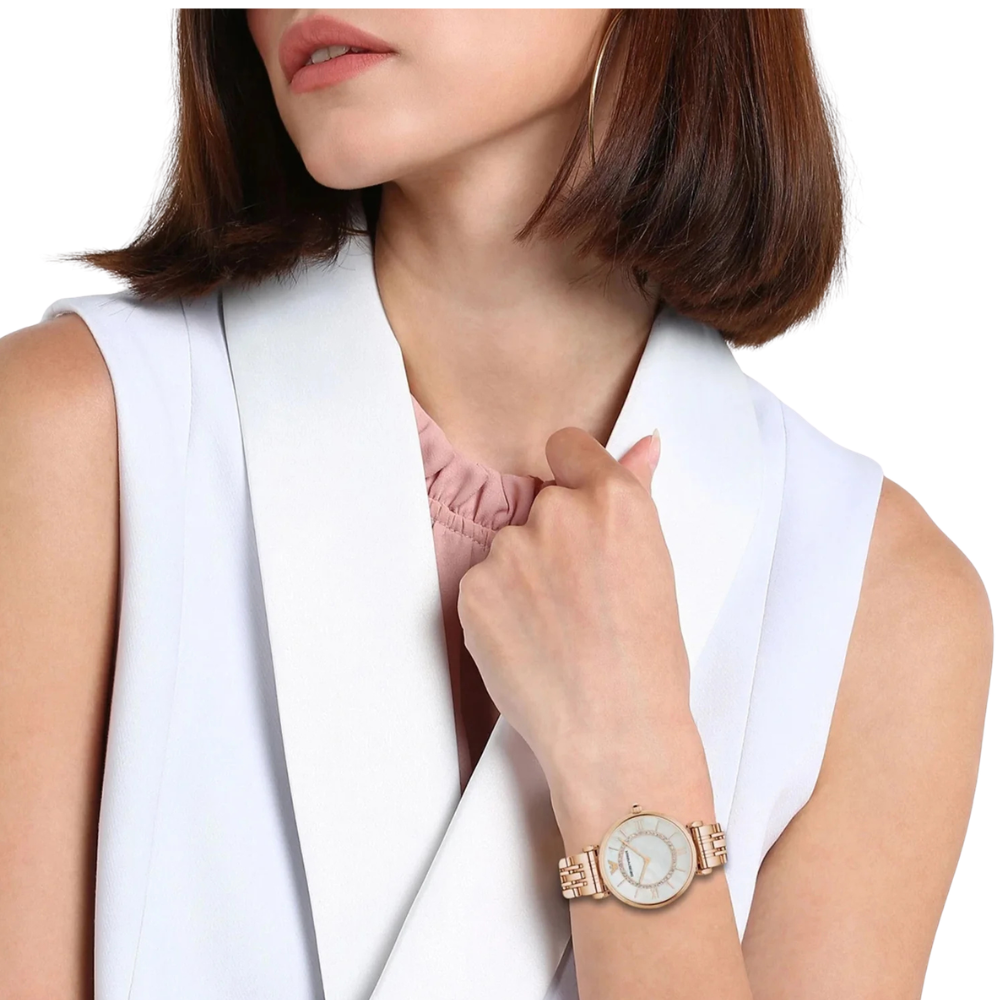 Emporio Armani Gianni T-Bar Mother Of Pearl Dial Women Quartz Watch AR1909