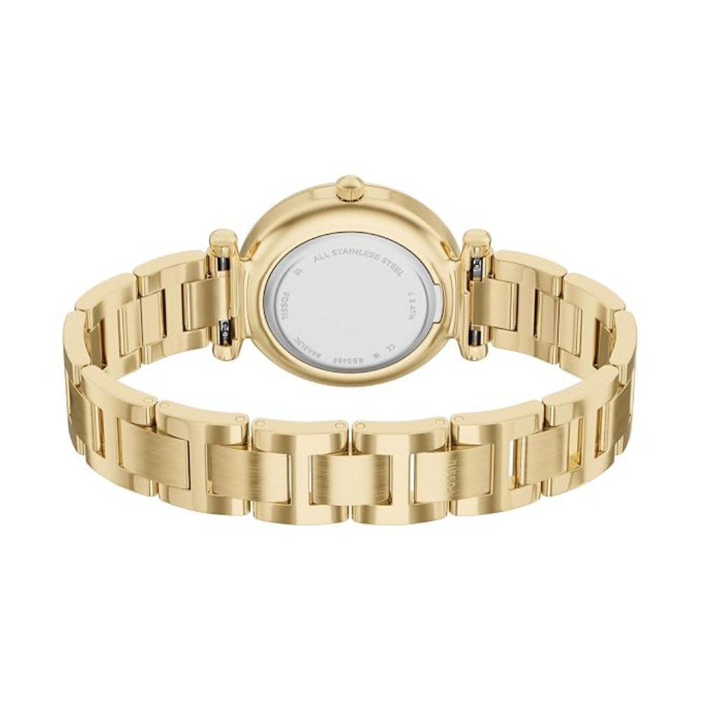 Fossil Carlie Gold Dial Quartz Stainless Steel Women's Watch ES5465