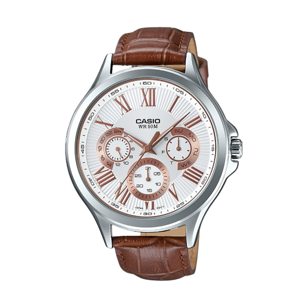 Casio Brown Leather Strap Men's Watch MTP-E308GL-9AV, MTP-E308L-1AV, MTP-E308L-7AV | 10518265