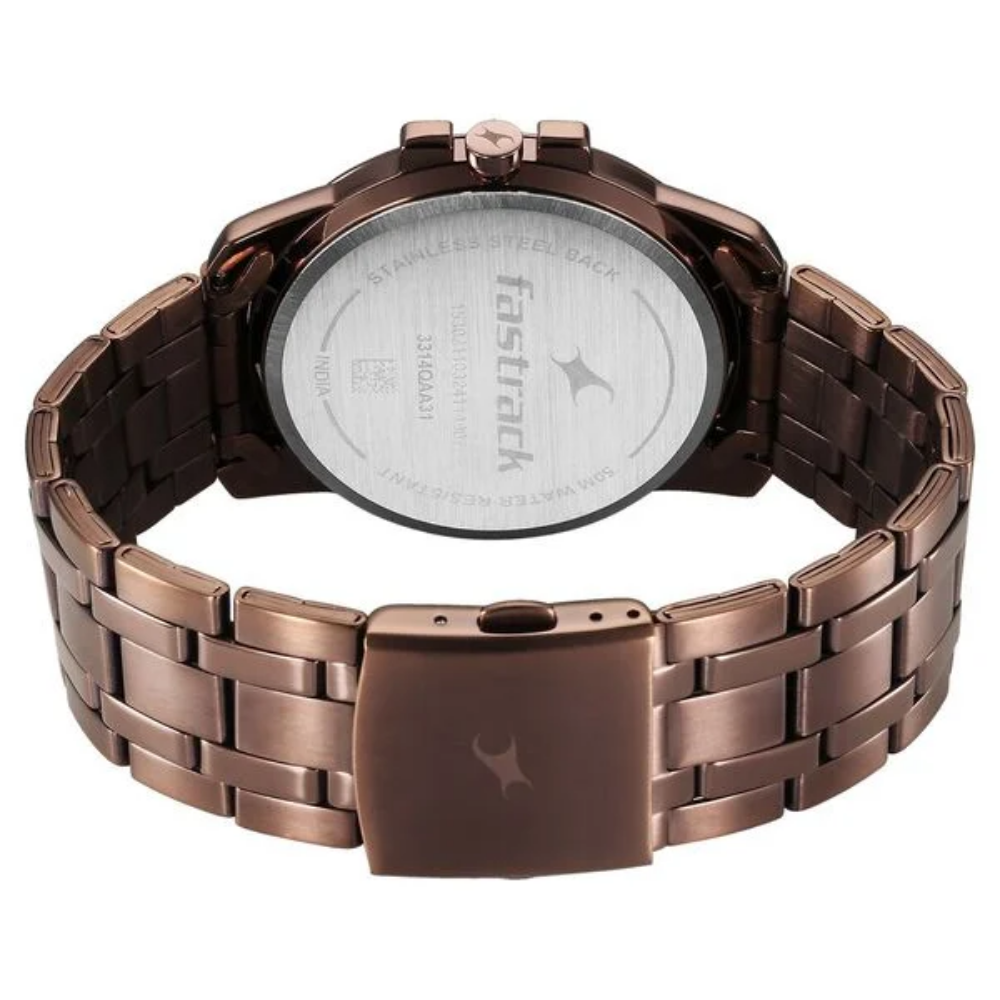 Fastrack Pulse Brown Dial Quartz Analog Watch for Guys 3314QM02