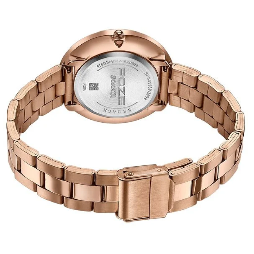 Sonata Poze Beige Dial Women's Watch SP80113WM02