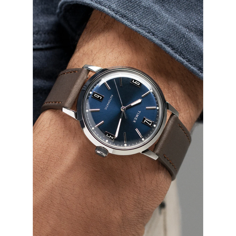 Timex Marlin Mechanical Automatic Blue & Brown Men Watch TW2V44500U9