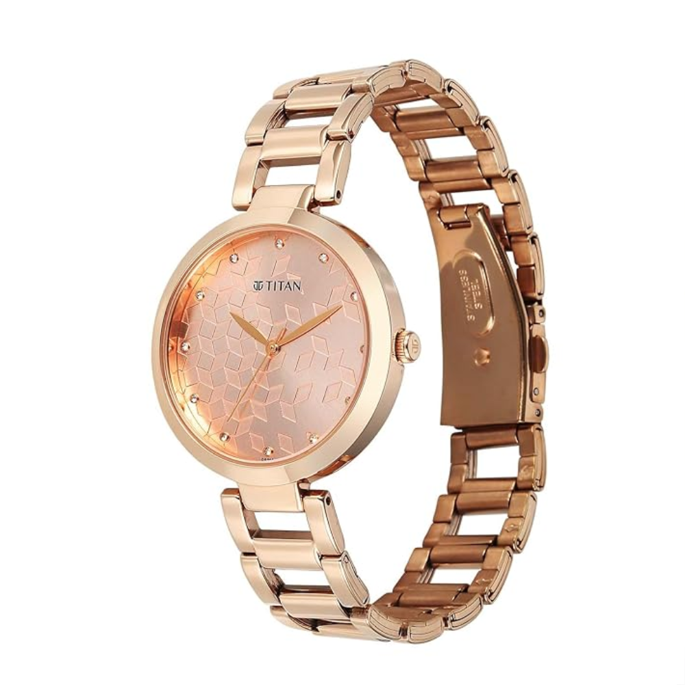 Titan Purple Superheads Rose Gold Women's Quartz Analog Stainless Steel Strap Watch 2480WM08