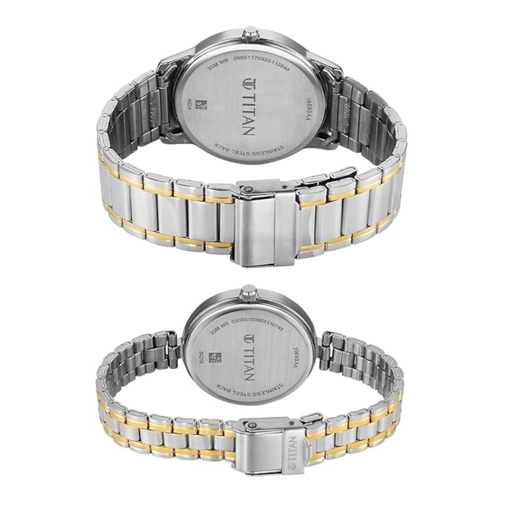 Titan Bandhan Eternal Silver Dual Tone Pair Watch 19692969BM01