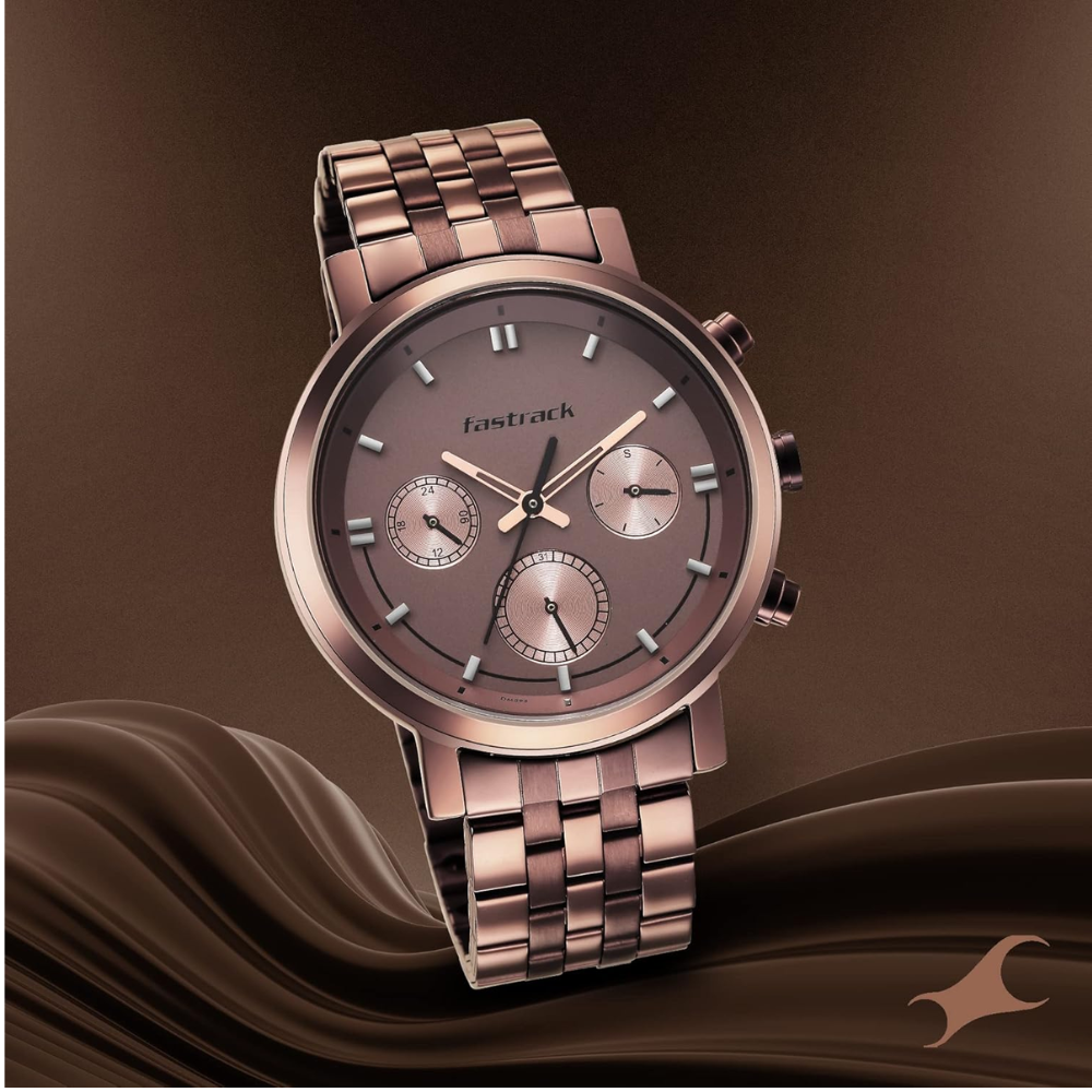 Fastrack Tick Tock Brown Dial Men Watch NT3287QM01