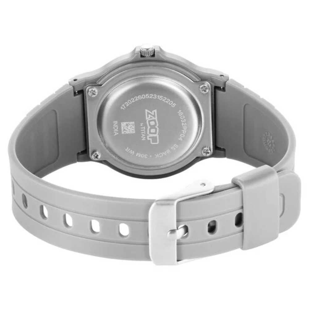 Zoop White Dial Grey Strap Girls Kids Analog Watch 16032PP04