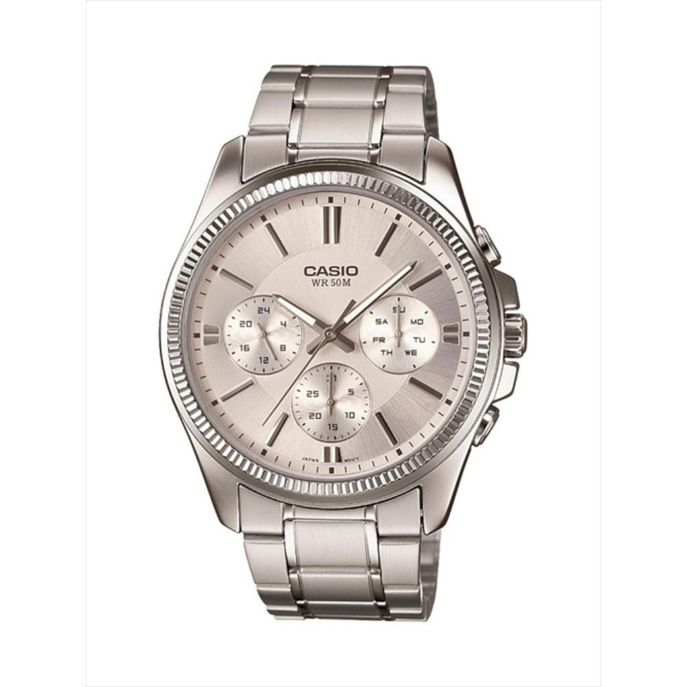 Casio Silver Metal Strap Men's Watch for MTP-1375D-1AV, MTP-1375D-7A2V, MTP-1375D-7AV, MTP-E305D-2AV, MTP-E305D-7AV | 10460040
