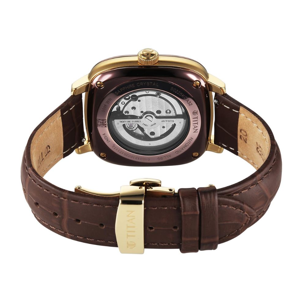 Titan Vintage Concealed Brown Men's Watch 90225KL03