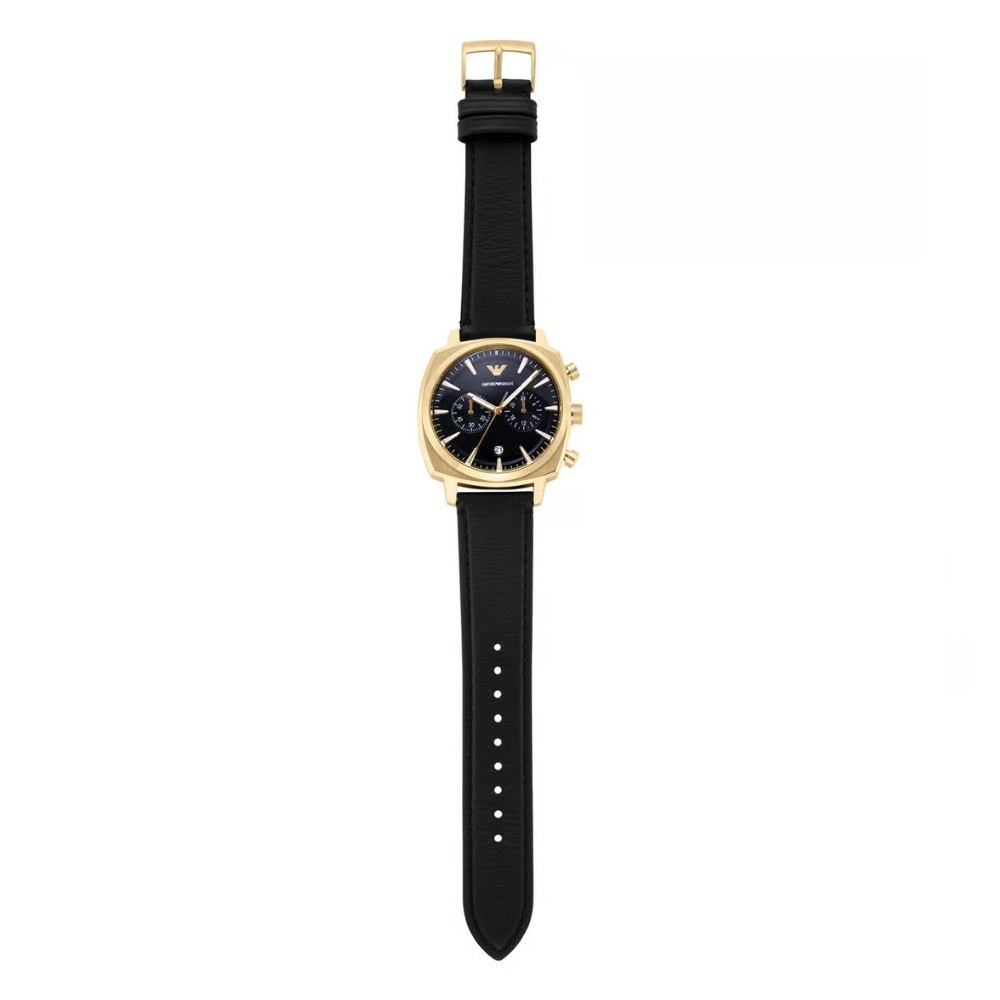 Emporio Armani Black Dial Men's Quartz Analog Leather Watch AR11690