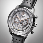 CITIZEN Quartz Grey Dial Men's Chronograph Leather Watch CA4500-24H