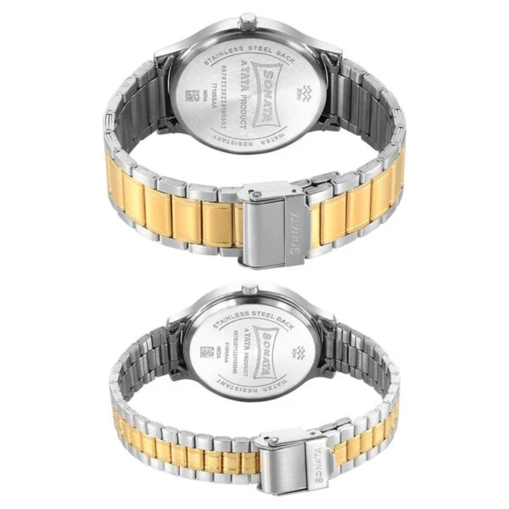 Sonata Pair Champagne Dial Couple's Watch 7710587050BM01