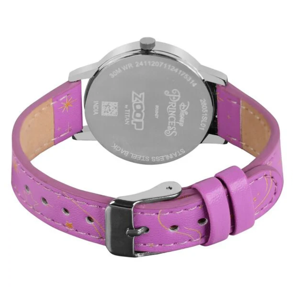 Zoop Disney Jasmine Silver Dial Purple Strap Girls Kids Analog Watch 26049SL01