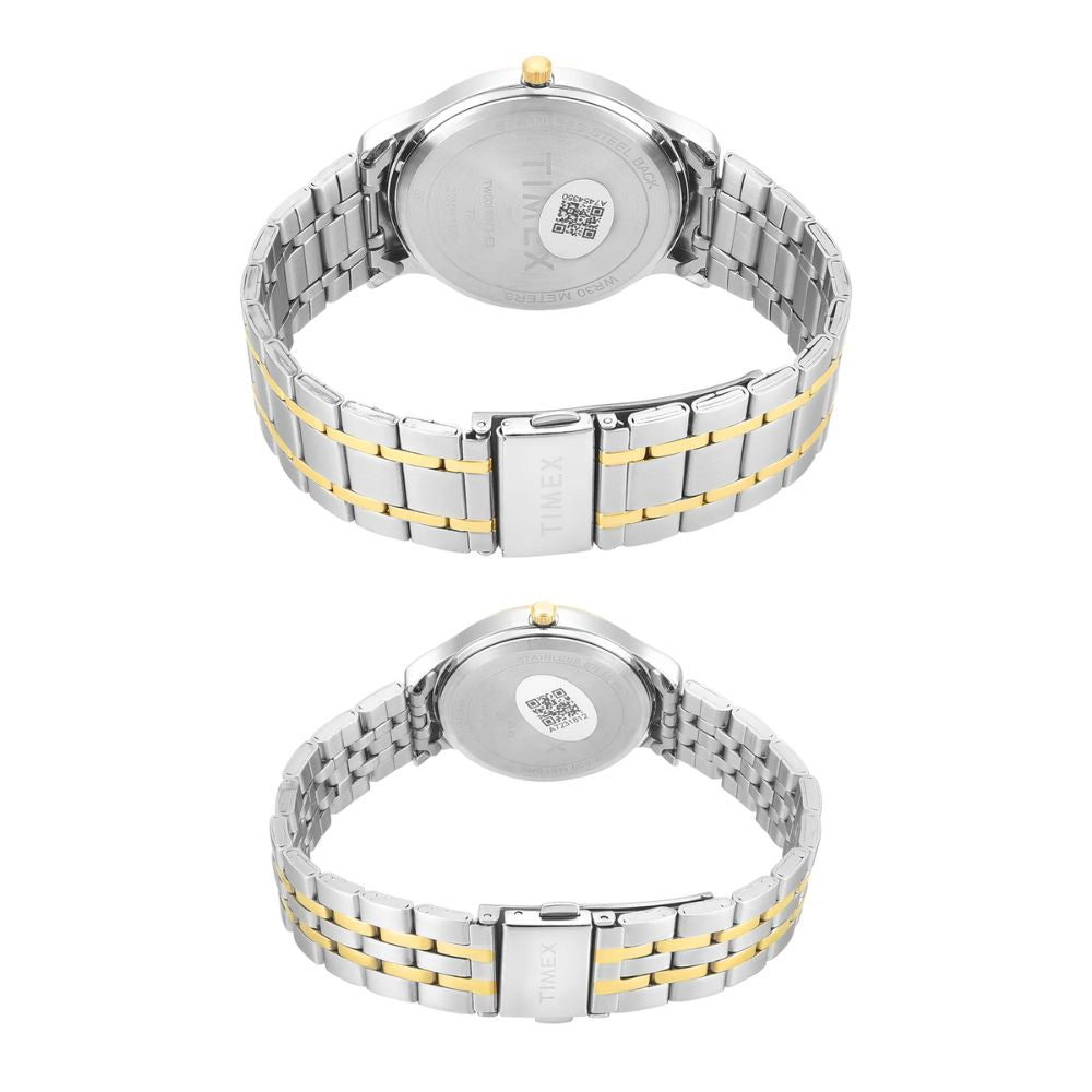 Timex Round 42mm White Dial Pair Watch TW00PR363