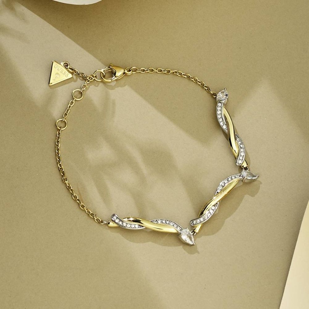 GUESS Stainless Steel Gold & Silver Plated Gold Silver Women's Bracelet UBB05062YGRHL