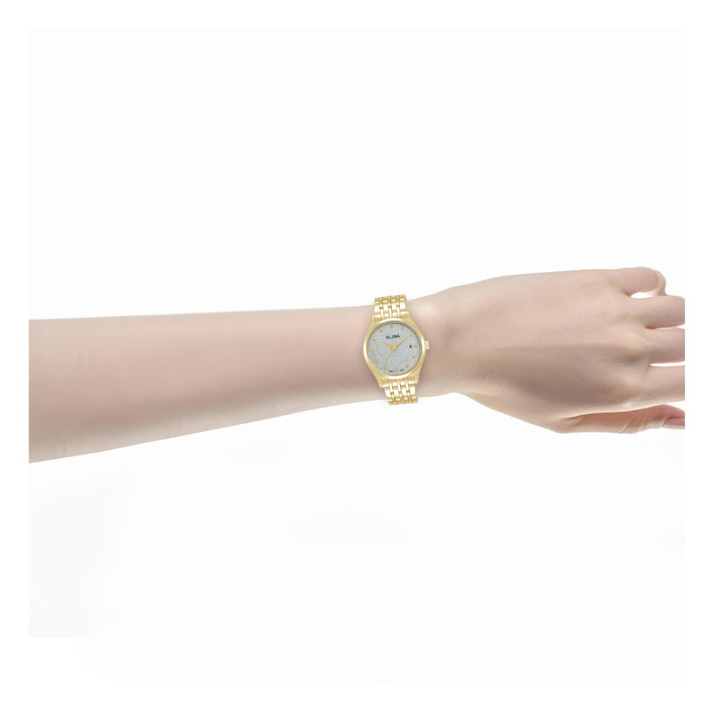 ALBA Classic Silver Dial Gold Bracelet Watch AH7EY4X1