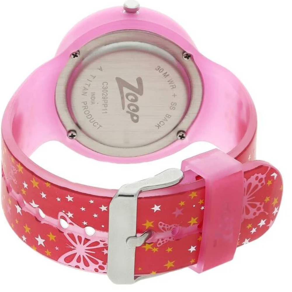Zoop Analog Watch Blue Dial Pink Strap Girls Kids C3029PP11W