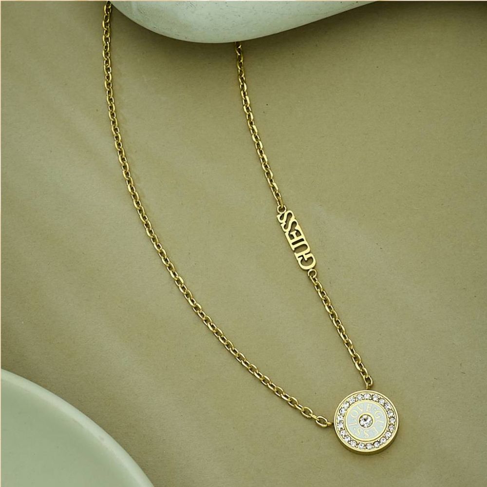 Guess Love Gold-Plated White Women Necklace UBN04080YGWH