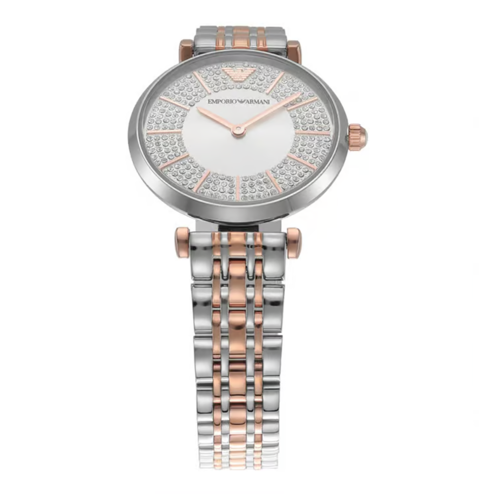 Emporio Armani Gianni T-Bar Silver Dial Women's Quartz Watch AR11537