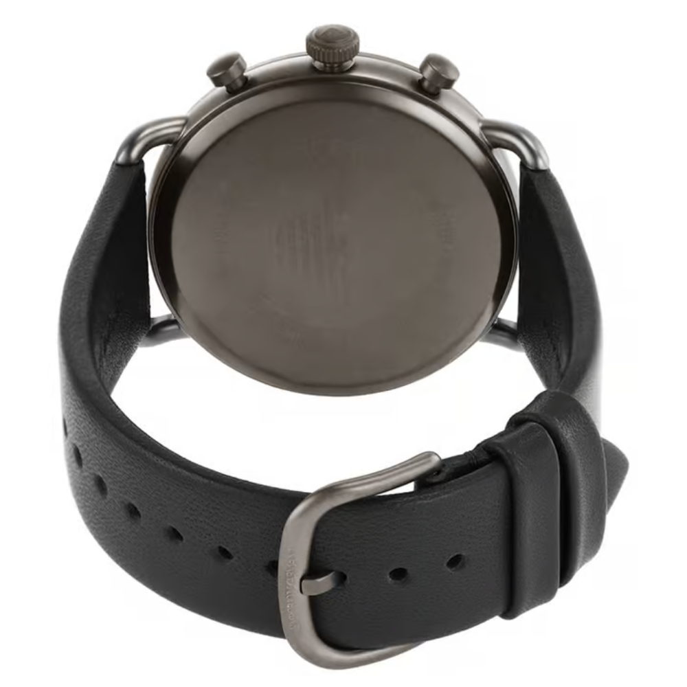 Emporio Armani Silver Dial Men's Chronograph Leather Watch AR11384