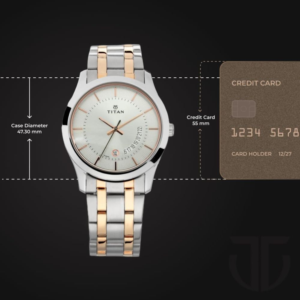 Titan Quartz Analog with Date Silver Dial Two Toned Silver & Rose Gold Men's Watch NT1823KM01