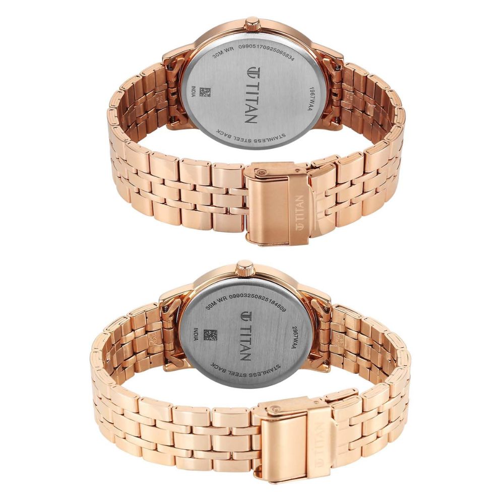 Titan Bandhan Eternal Rose Gold Couple Watch 19672967WM01
