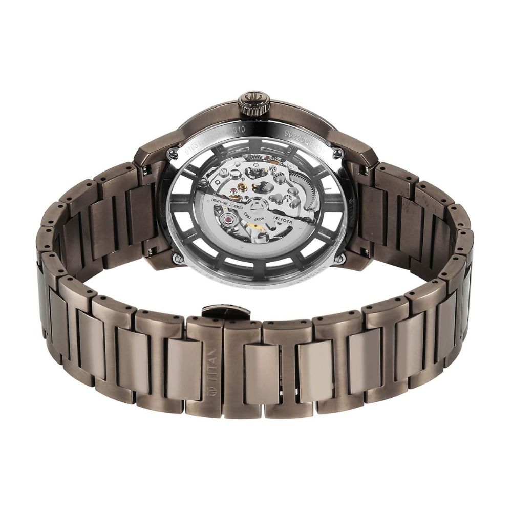 Titan See-Through Skeletal Copper Brown Men's Watch 90220QM01