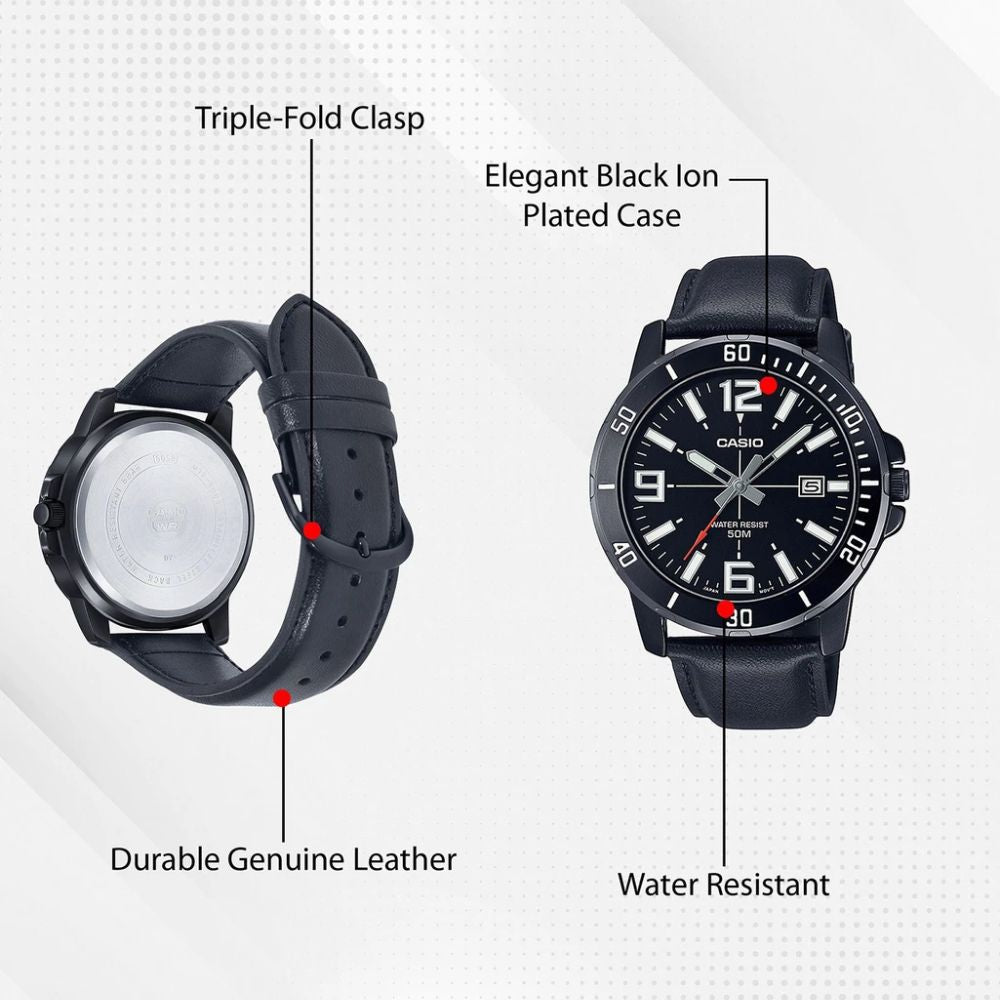 Casio Enticer Black Men Watch A1981 - MTP-VD01BL-1BV