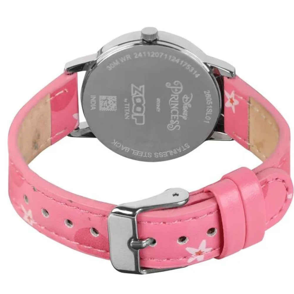 Zoop Disney Snow White Analog Watch with Silver Dial & Pink Strap for Girls 26052SL01