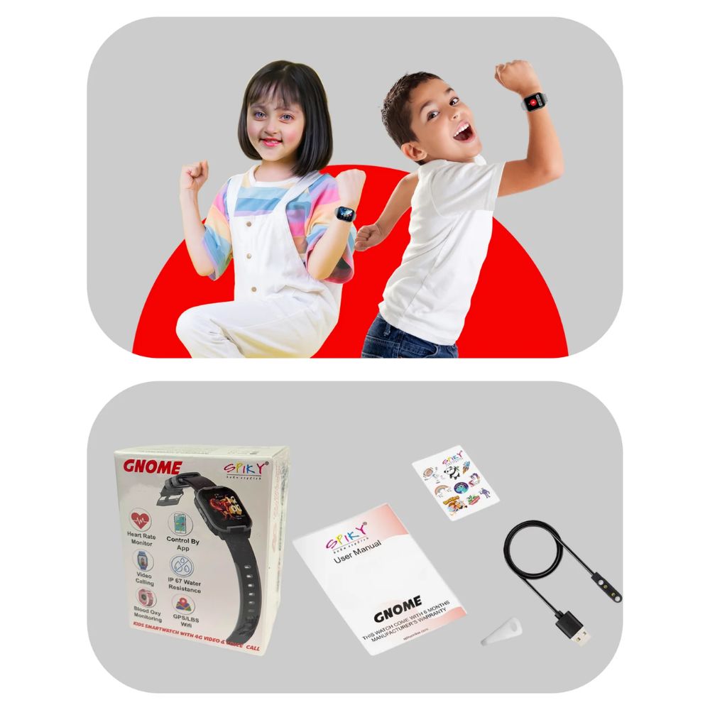 Spiky Gnome 4G Video Calling Grey Kids Watch